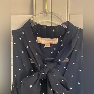 Philosophy Blue Blouse with Star Pattern Excellent Condition Women’s size Small
